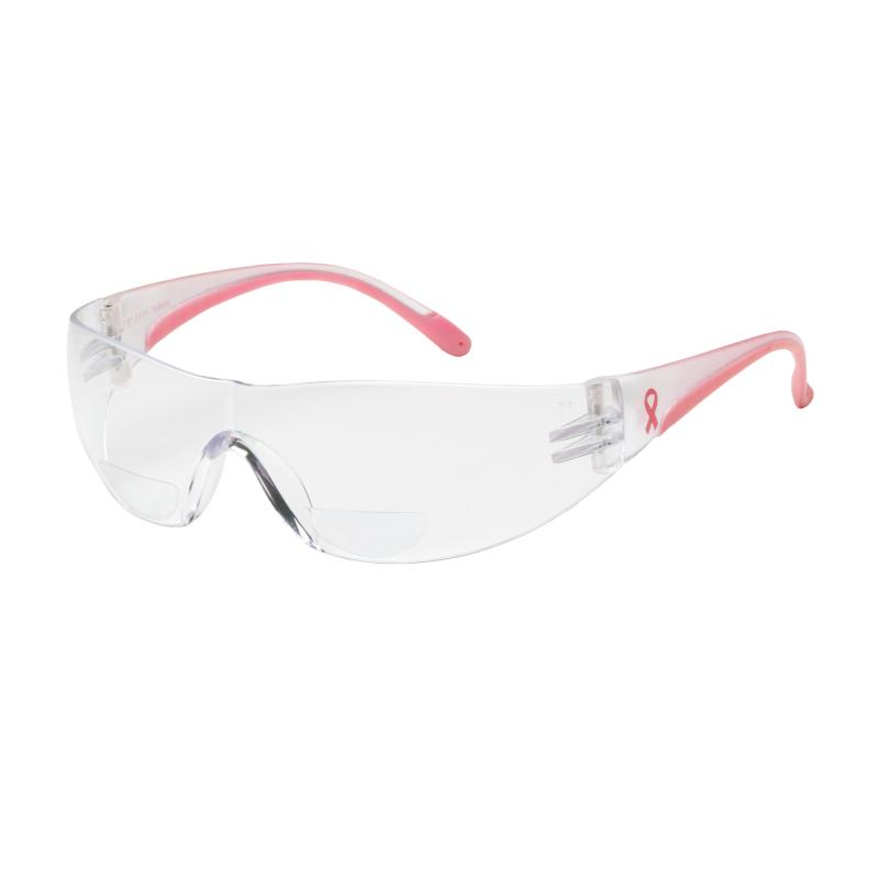 PIP Lady Eva® Clear Anti-Scratch Coated Lens Pink Temple Rimless Safety Glasses - +2.00 Diopter