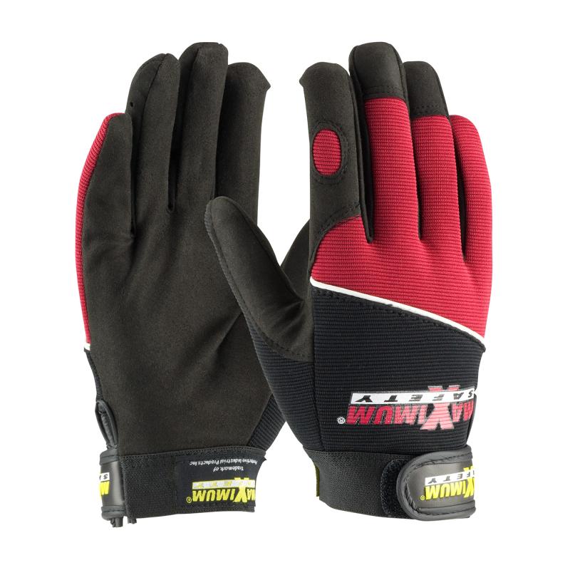 PIP Maximum Safety® Black/Red Synthetic Leather Mechanical Safety Gloves