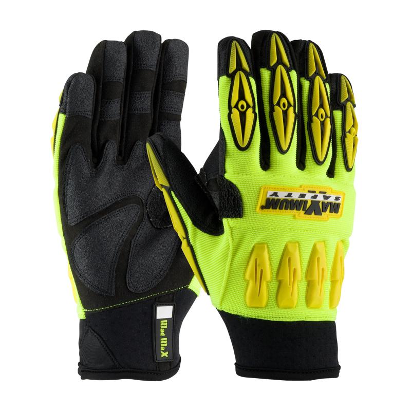 PIP Maximum Safety® Black/Yellow Mad Max™ PVC Raised Diamond Grip Safety Gloves