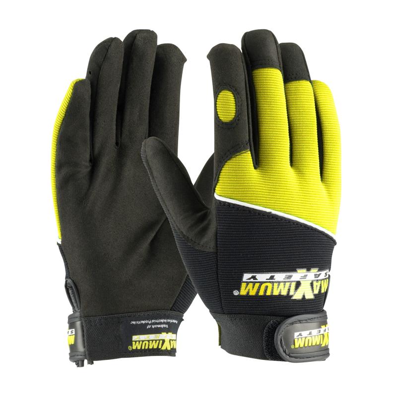 PIP Maximum Safety® Black/Yellow Synthetic Leather Mechanical Safety Gloves