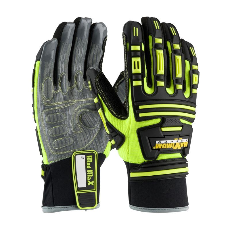 PIP Maximum Safety® Roustabout™ Hi-Vis Yellow Silicone Grip Synthetic Leather Safety Gloves