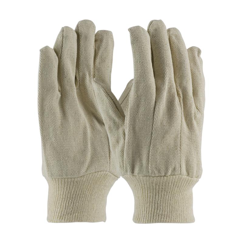 PIP Men's Economy Grade Natural 10 oz. Cotton Canvas Single Palm Gloves - Knit Wrist