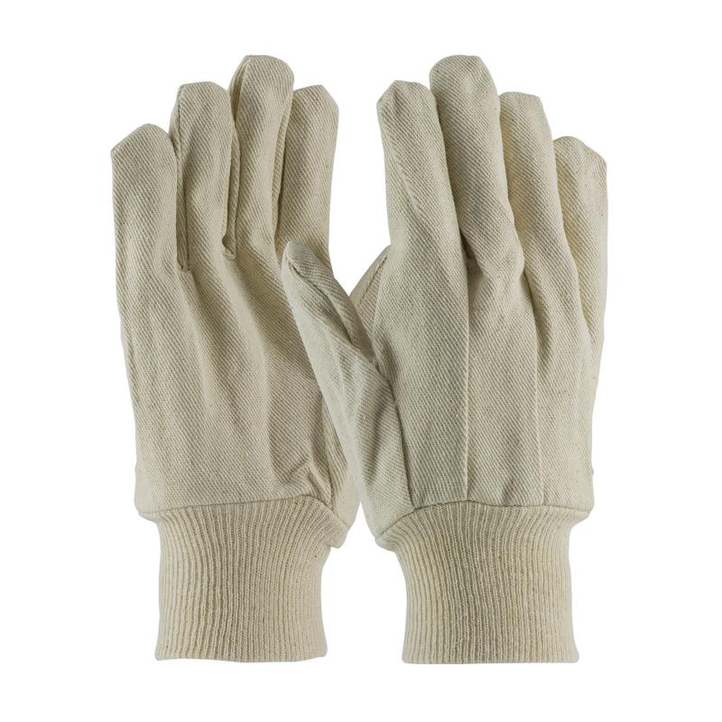 PIP Men's Economy Grade Natural 12 oz. Cotton Canvas Single Palm Gloves - Knit Wrist