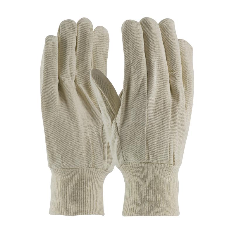PIP Men's Economy Grade Natural Cotton Canvas Single Palm Gloves - Knit Wrist