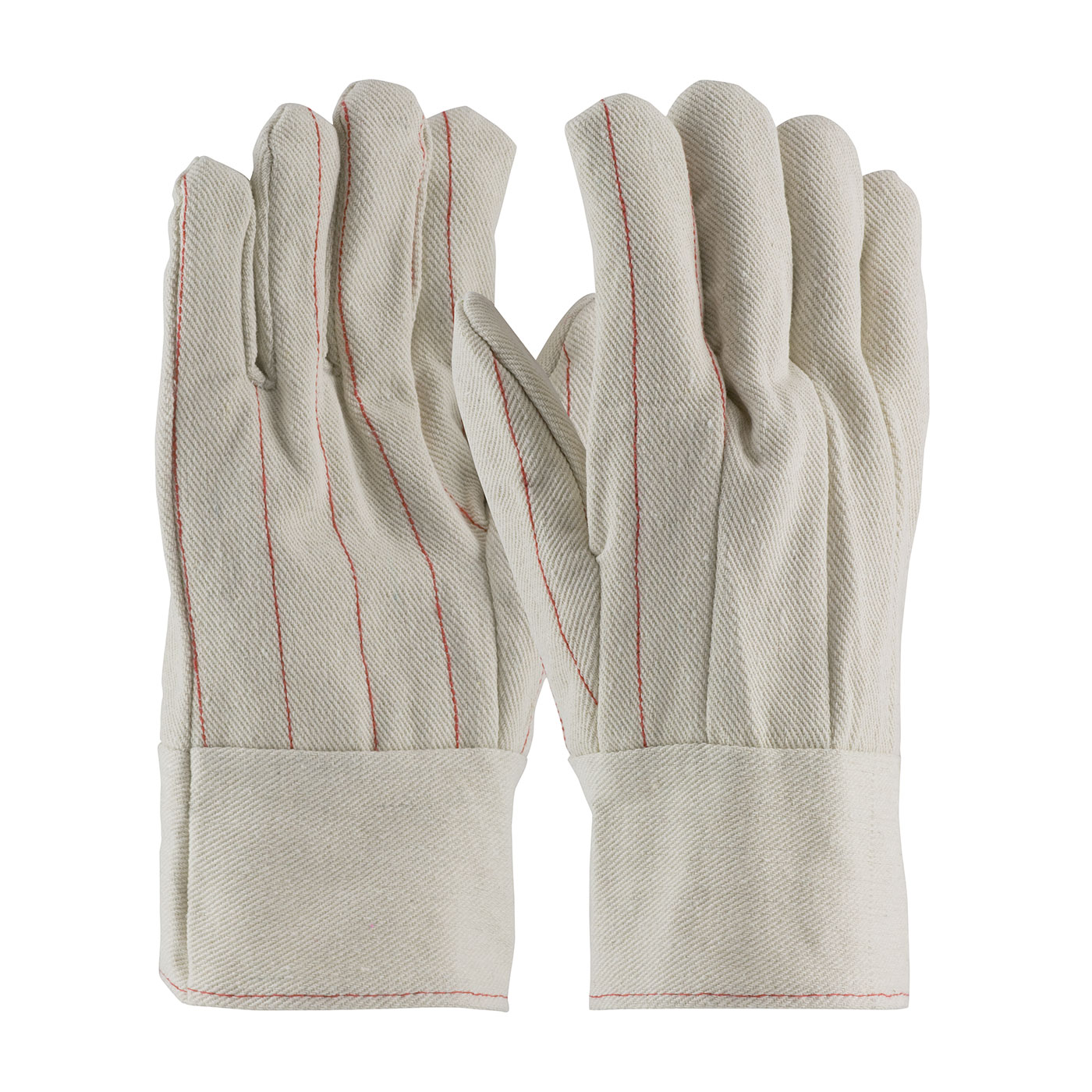 PIP Men's Natural 18oz. Nap-in Finish Double Palm Cotton Canvas Gloves - Band Top