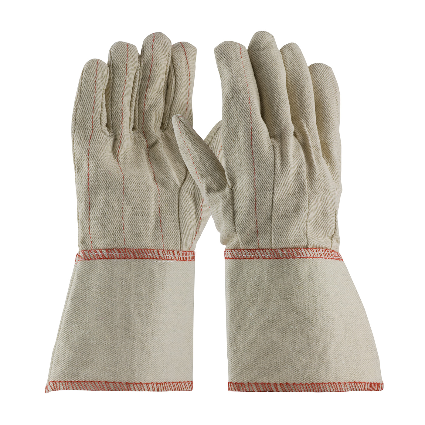 PIP Men's Natural 18oz. Nap-in Finish Double Palm Cotton Canvas Gloves - Gauntlet Cuff