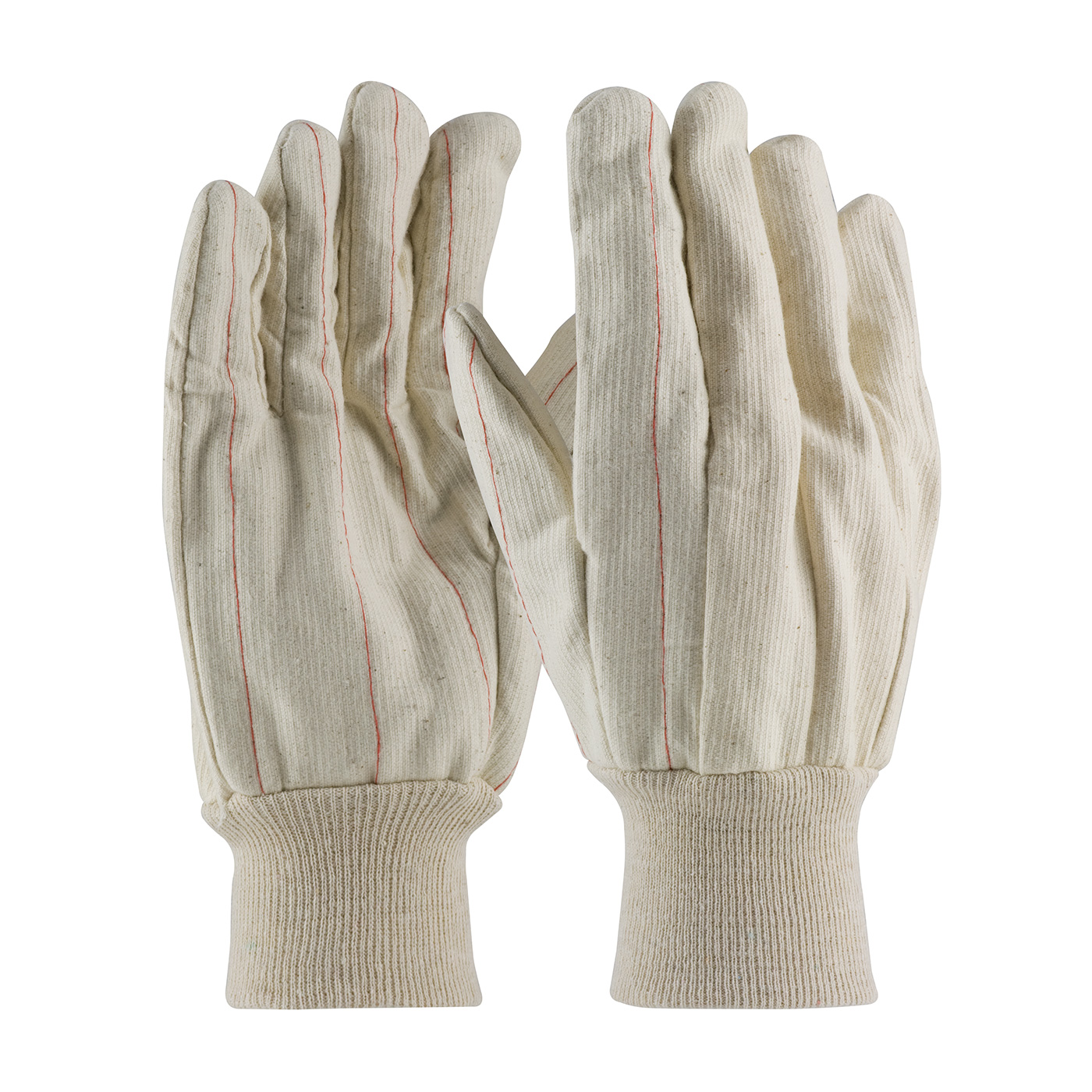 PIP Men's Natural 18oz. Nap-in Finish Double Palm Cotton/Polyester Canvas Gloves - Knit Wrist