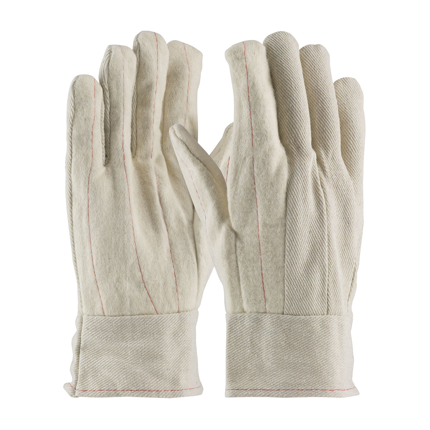 PIP Men's Natural 18oz. Nap-out Finish Double Palm Cotton Canvas Gloves - Band Top