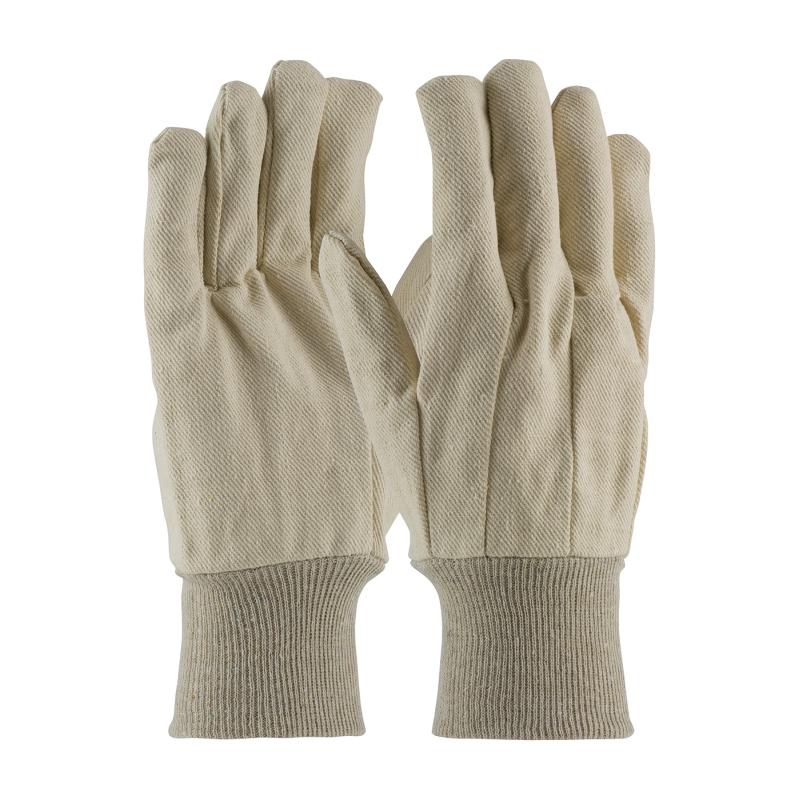 PIP Men's Premium Grade Natural 10 oz. Cotton Canvas Single Palm Gloves - Knit Wrist