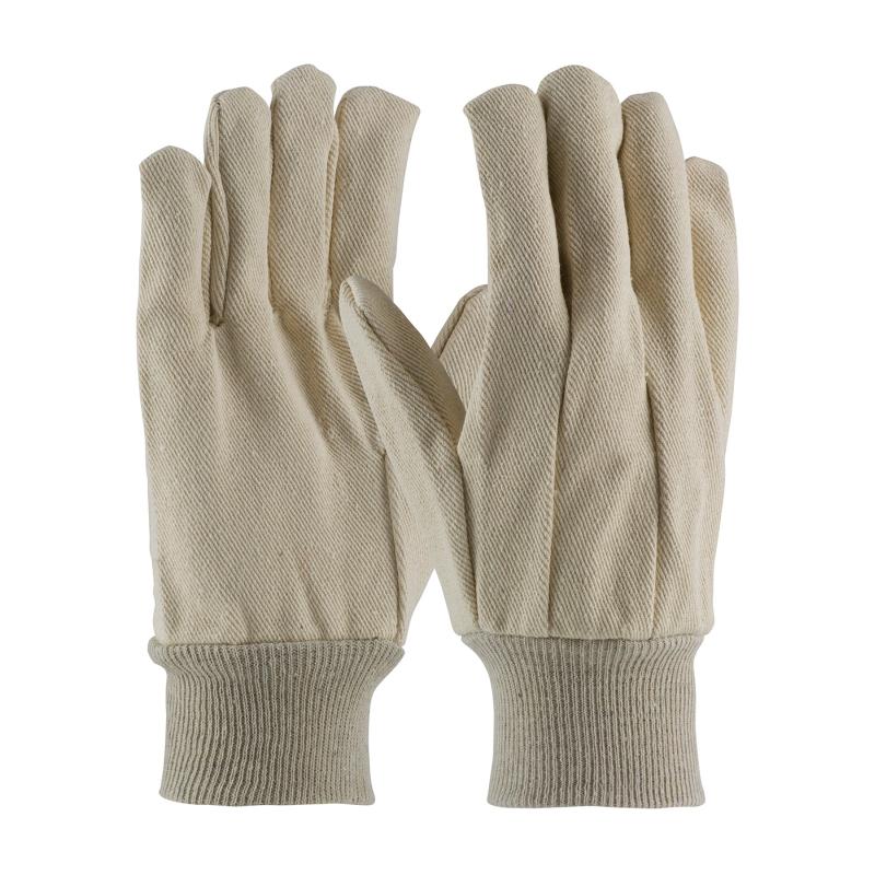 PIP Men's Premium Grade Natural 12 oz. Cotton Canvas Single Palm Gloves - Knit Wrist