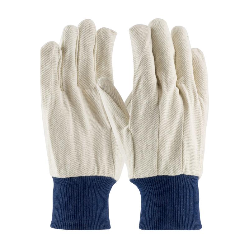 PIP Men's Premium Grade Natural Cotton Canvas Single Palm Gloves - Blue Knit Wrist