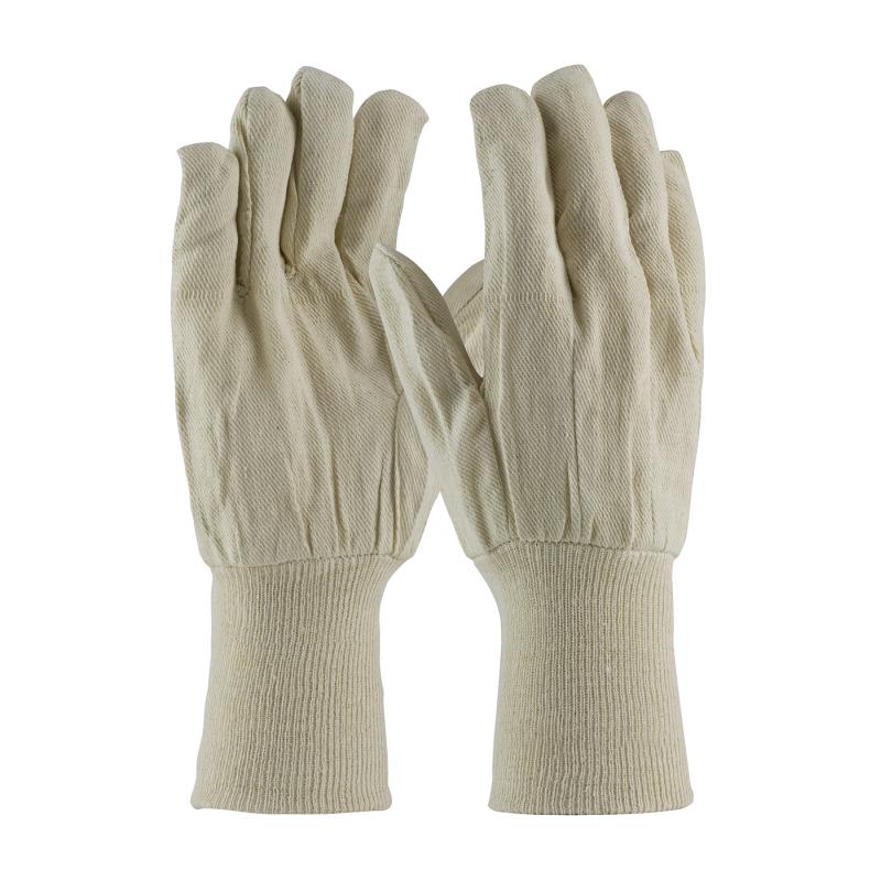 PIP Men's Premium Grade Natural Cotton Canvas Single Palm Gloves - Extended Knit Wrist