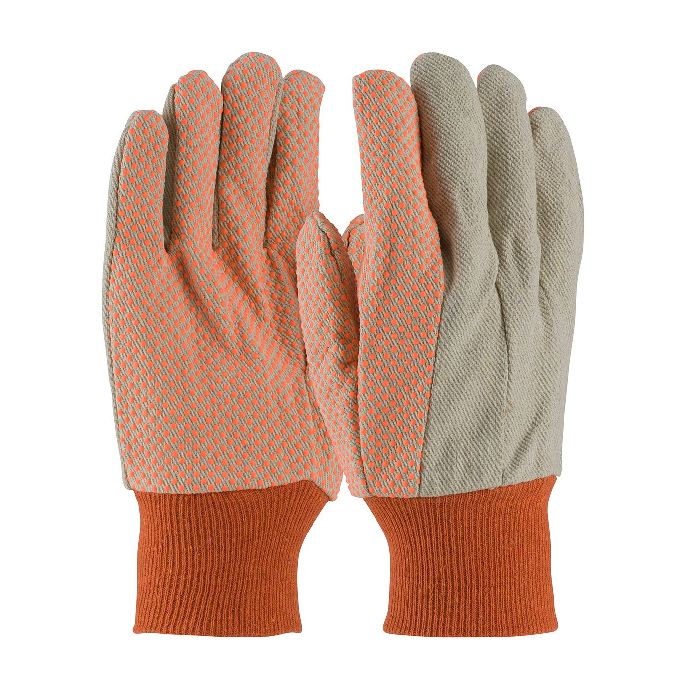 PIP Men's Premium Grade Natural/Orange 10 oz. PVC Dot Grip Cotton Canvas Gloves