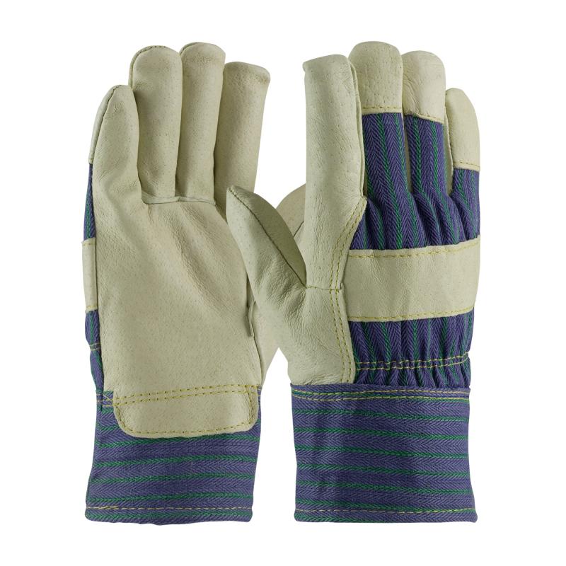 PIP Natural/Blue Top Grain Thinsulate™ Lined Fabric Back Pigskin Leather Gloves - Safety Cuff