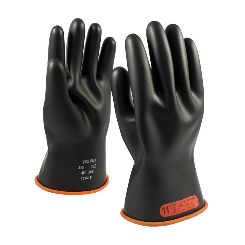 PIP Novax® 11 Black/Orange Class 0 Straight Cuff Insulated Rubber Gloves
