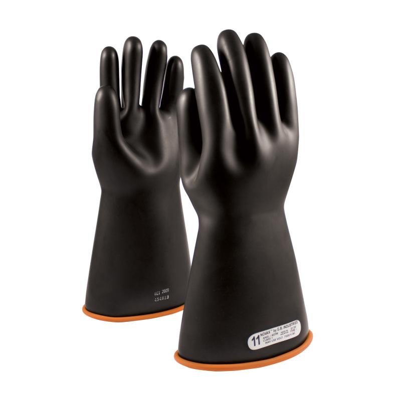 PIP Novax® 14 Black/Orange Class 1 Straight Cuff Insulated Rubber Gloves