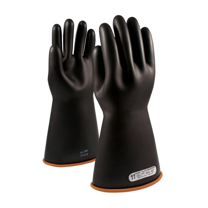 PIP Novax® 16 Black/Orange Class 1 Straight Cuff Insulated Rubber Gloves