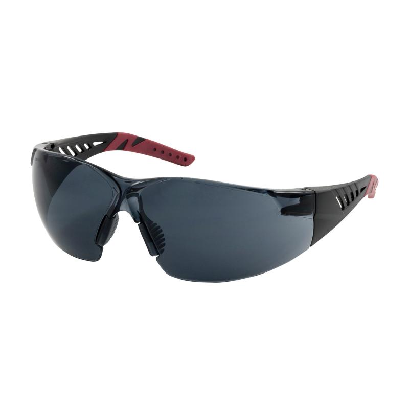 PIP Q-Vision™ Gray Anti-Scratch/Fog Coated Lens Black & Burgundy Temples Rimless Safety Glasses
