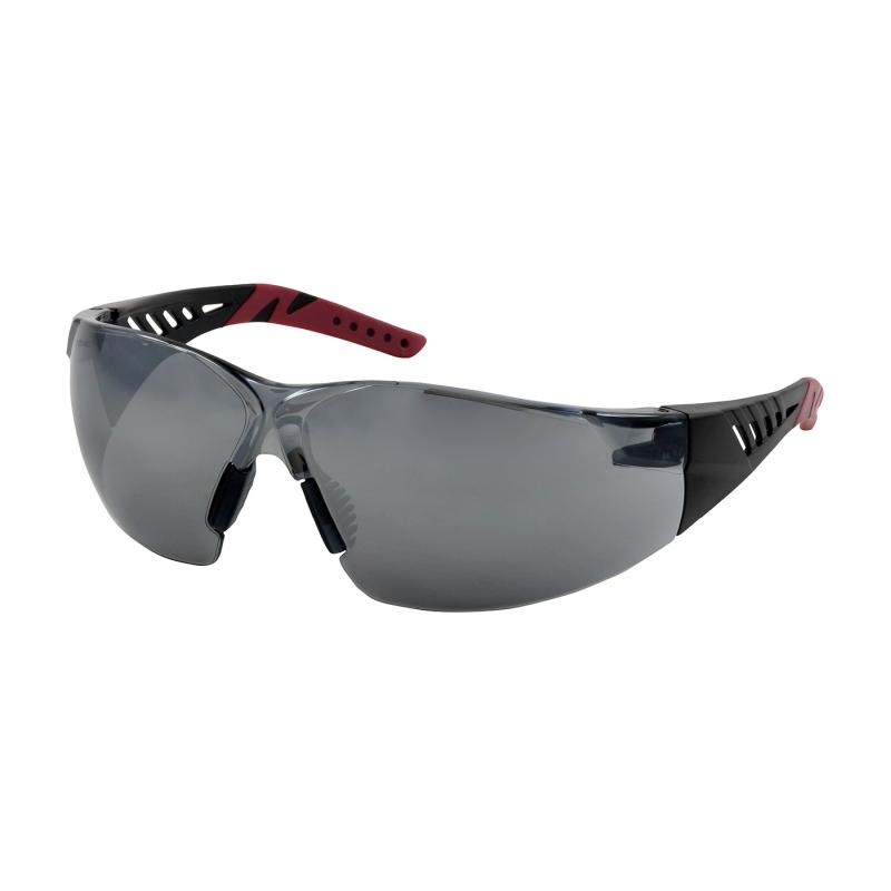 PIP Q-Vision™ Silver Mirror Anti-Scratch/Fog Coated Lens Black & Burgundy Temples Rimless Safety Glasses