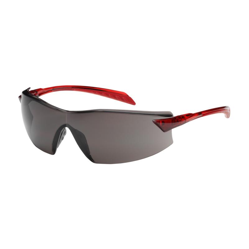 PIP Radar™ Gray Anti-Scratch/Fog Coated Lens Red Temple Rimless Safety Glasses