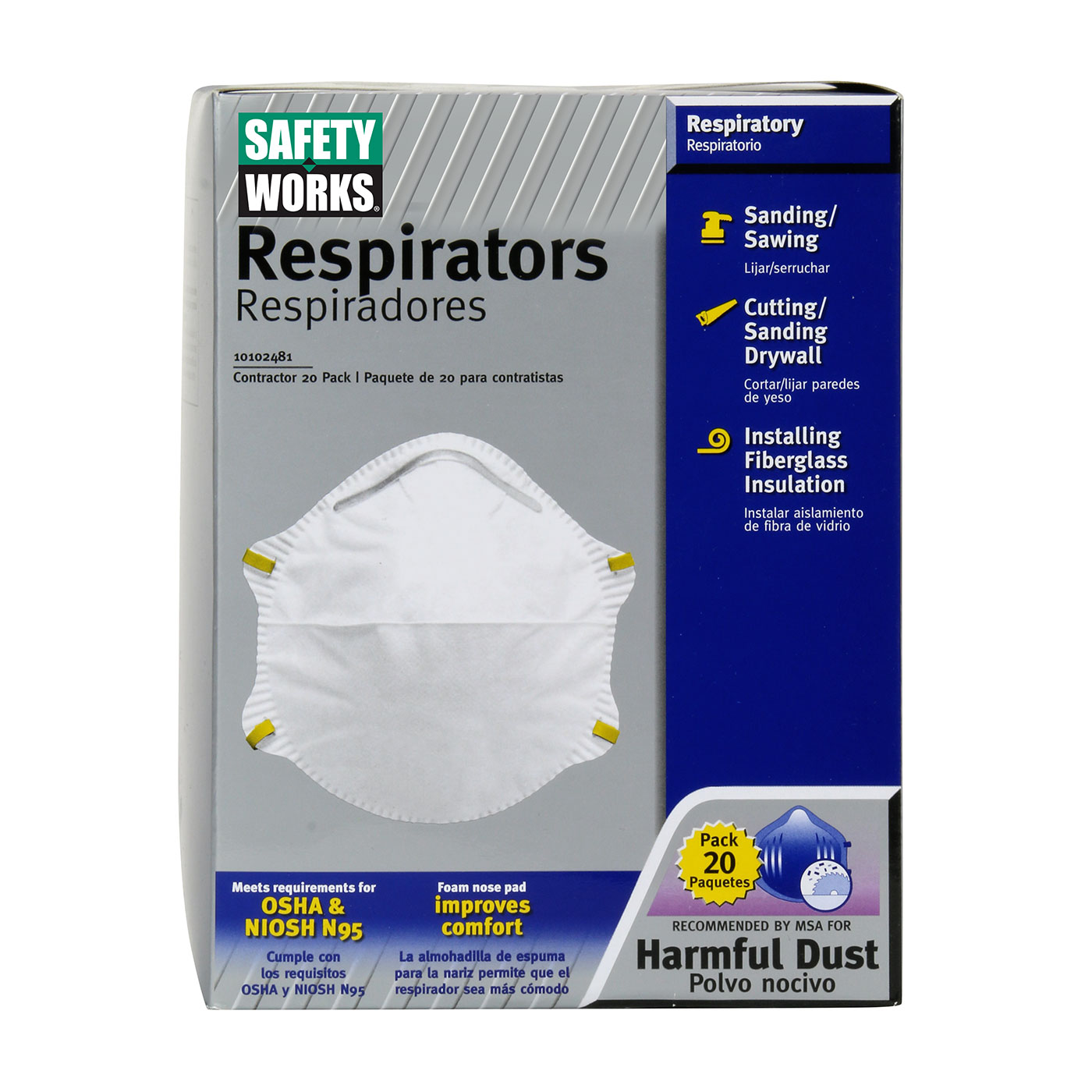 PIP Safety Works® N95 Harmful Dust Disposable Respirator - 20 Pack