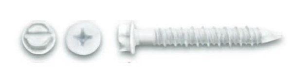 Powers 2402 3/16 x 1-3/4 White Perma-Seal Coated Screw Anchor, Slotted Hex Head