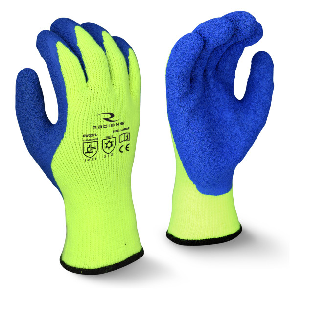 Radians Blue & Yellow A3 Cut Protection Latex Coated Cold Weather Gloves