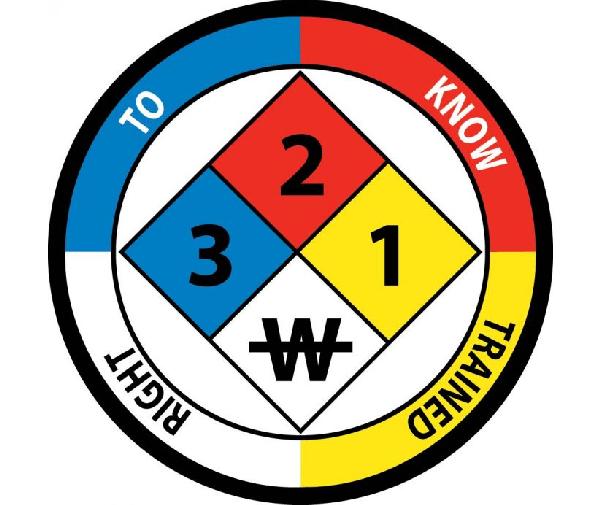 RIGHT TO KNOW TRAINED 3 2 1 W HARD HAT EMBLEM