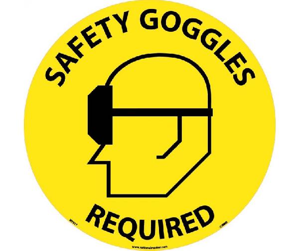 SAFETY GOGGLES REQUIRED WALK ON FLOOR SIGN
