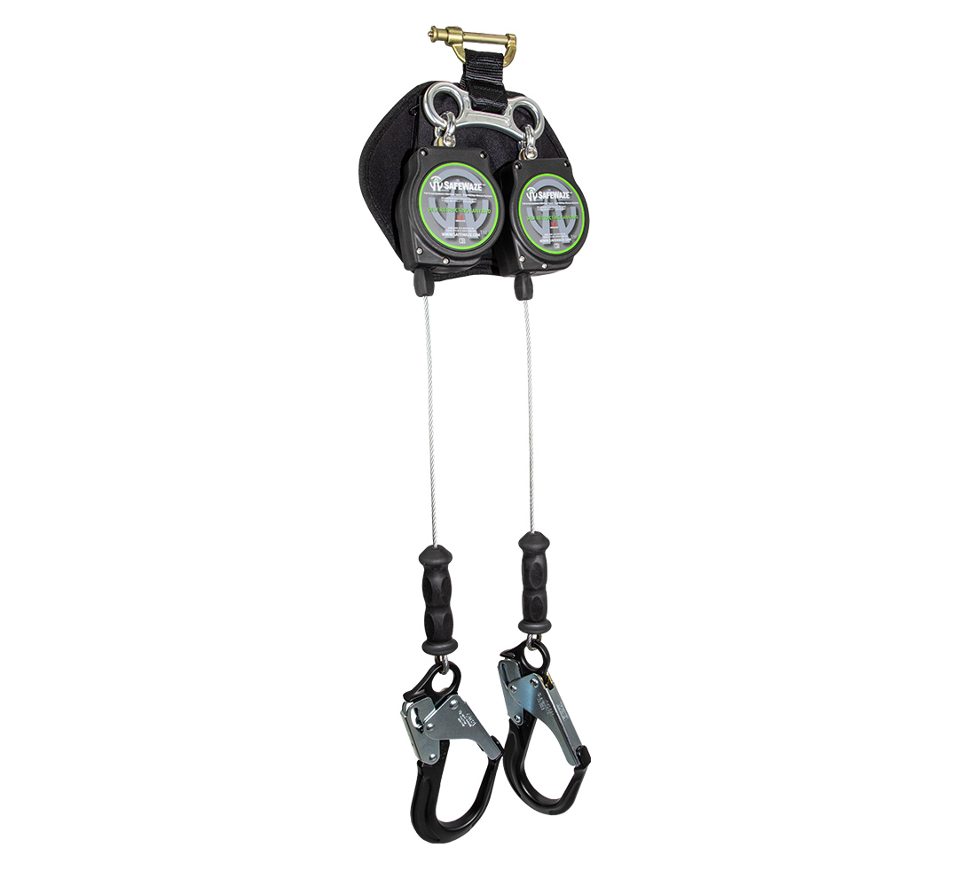 SafeWaze 11' Self Retracting Dual Leg Leading Edge Cable w/ Aluminum Rebar Hooks