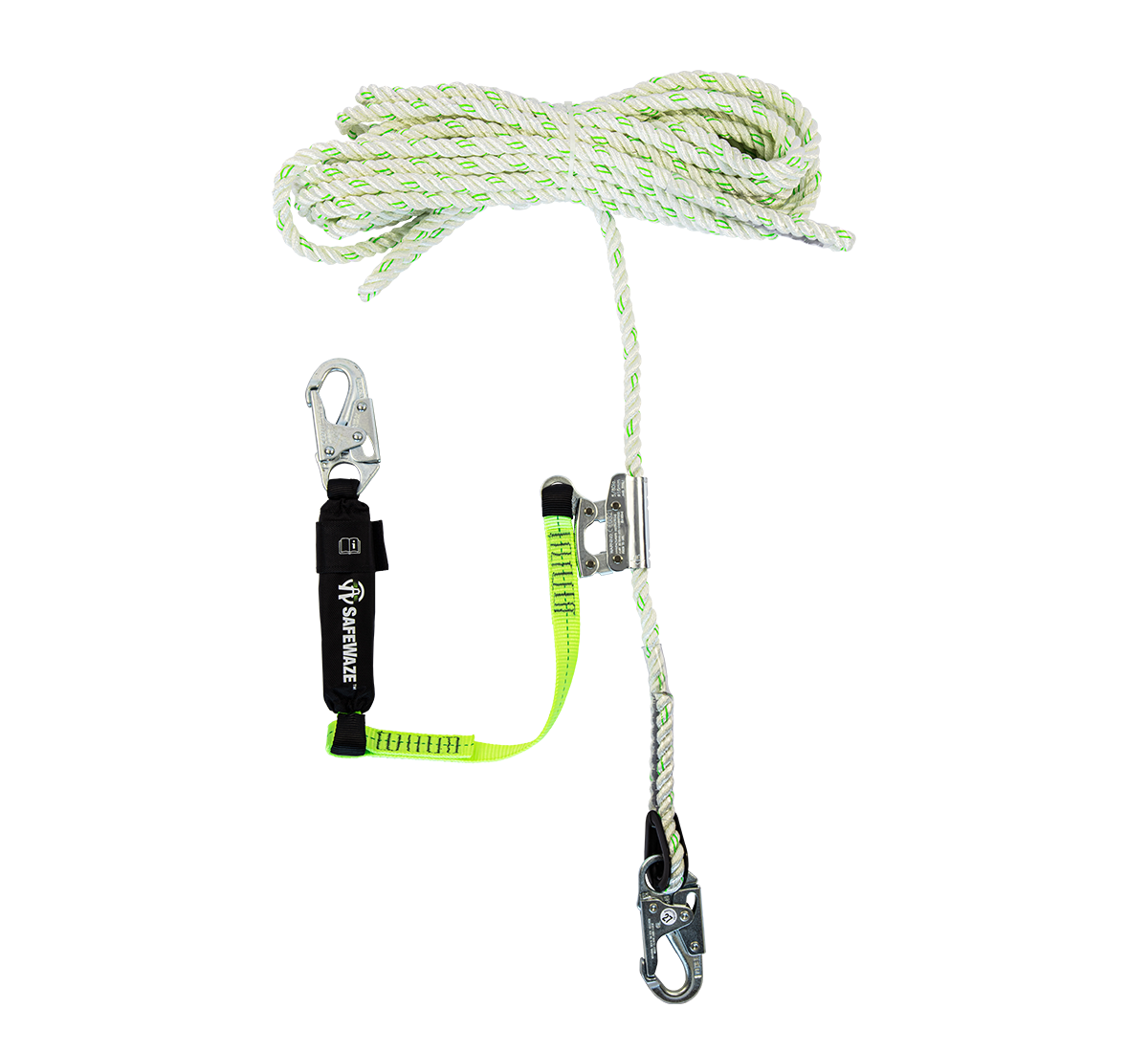 SafeWaze 50' Premium Rope Lifeline w/ Snap Hook, Rope Grab & 3' Shock Absorbing Lanyard