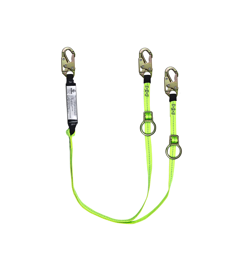 SafeWaze 6' Dual-Leg Tie-Back Energy Absorbing Lanyard w/ Adjustable Ring