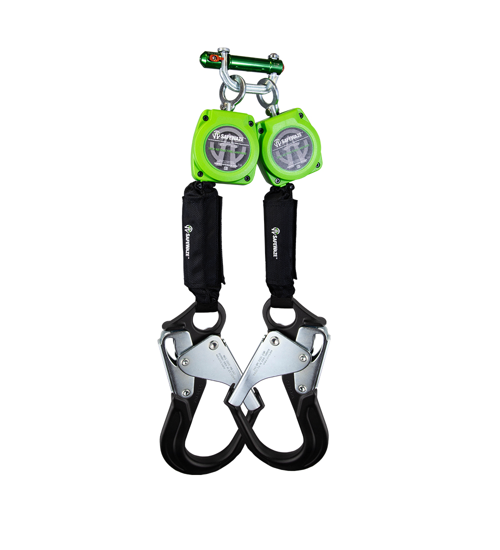 SafeWaze 6' Web Retractable Dual Leg Lifeline w/ Aluminum Rebar Hooks & 9013 BWB