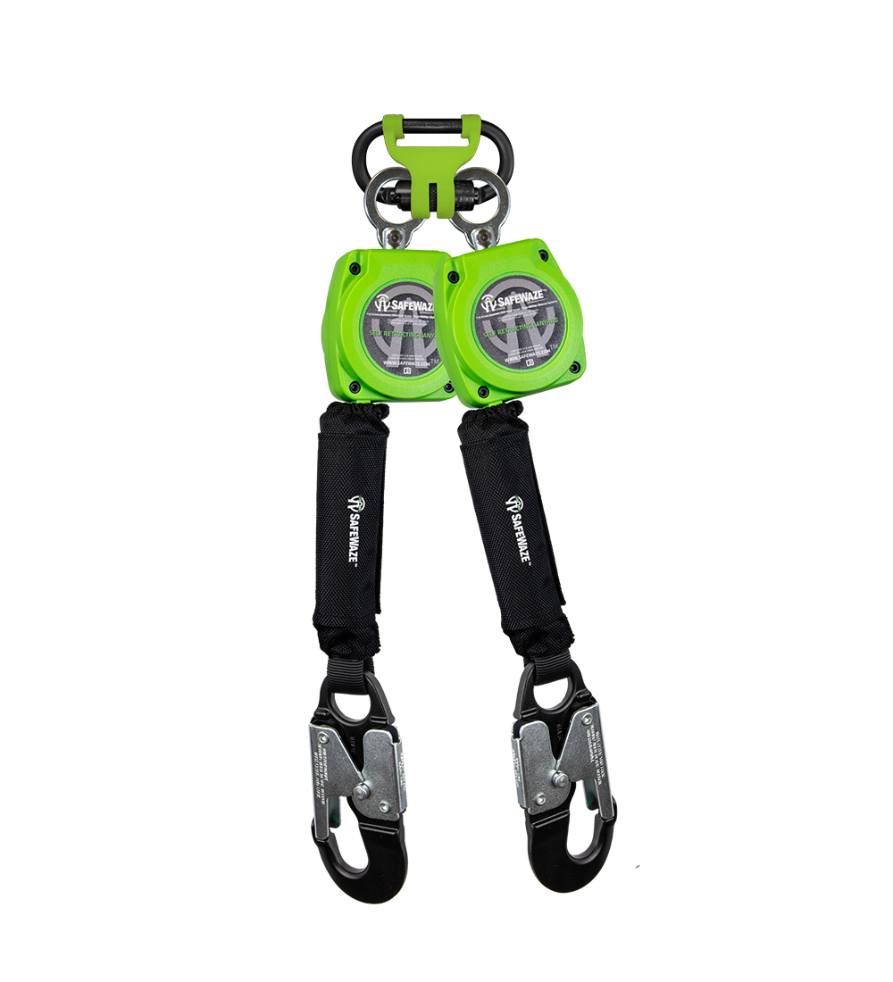 SafeWaze 6' Web Retractable Dual Leg Lifeline w/ Aluminum Snap Hooks & FS1014 BWB