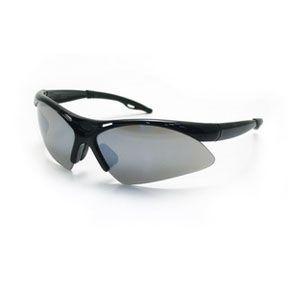SAS 540-0203 Diamondback Safety Glasses - Black Frame with Smoke Mirror Lens - Polybag (12 Pr)