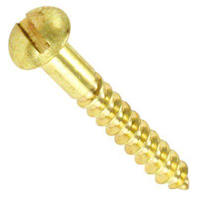 50 Pcs Brass #8 Slotted Round Head Wood Screw x 1.25 Length, 