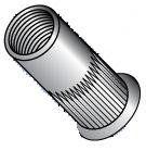 Small Head Ribbed Threaded Inserts Rivet Nut Small Flange, Thin Wall, Open End Steel Zinc Yellow Dichromate Plated