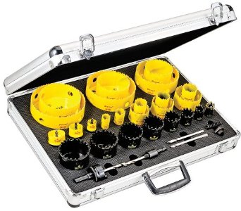 Starrett 31 Piece Bi-Metal/Carbide Tipped/Cordless Smooth Cut Electrician's Hole Saw Kit with Aluminum Case