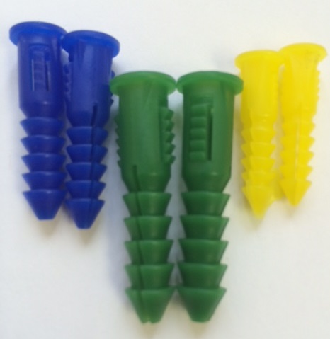 RIBBED PLASTIC ANCHORS W/COLLAR 3/16" x 7/8" 4,000/BAG USE #6-#8 SCREWS 