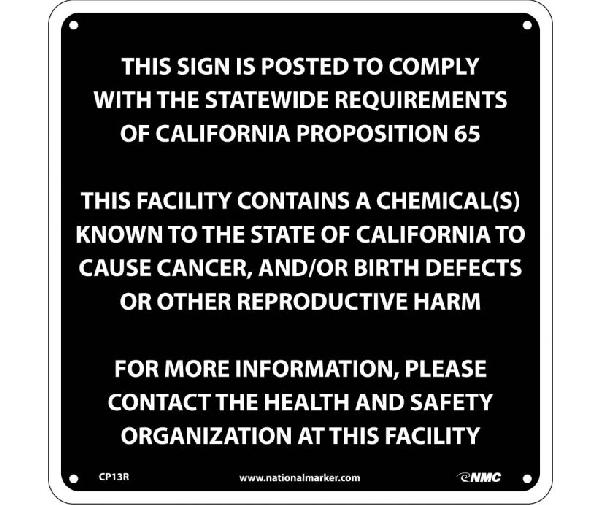 THIS FACILITY CONTAINS A CHEMICAL CALIFORNIA  PROPOSITION 67