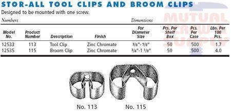 Tool Clip Zinc Plated Steel Stor-All Hooks