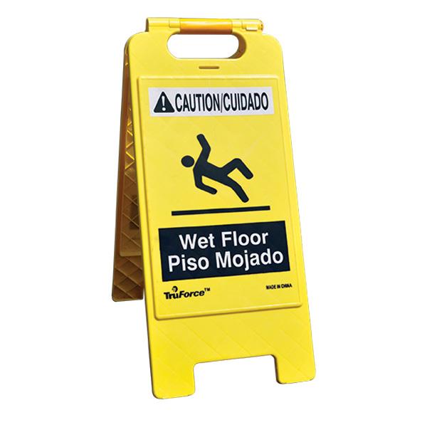 TruForce® WET FLOOR Safety Sign, Bilingual
