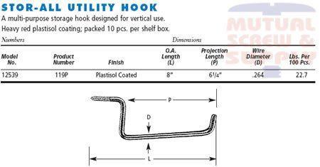 Utility Hook Coated Plastisol Stor-All Hooks