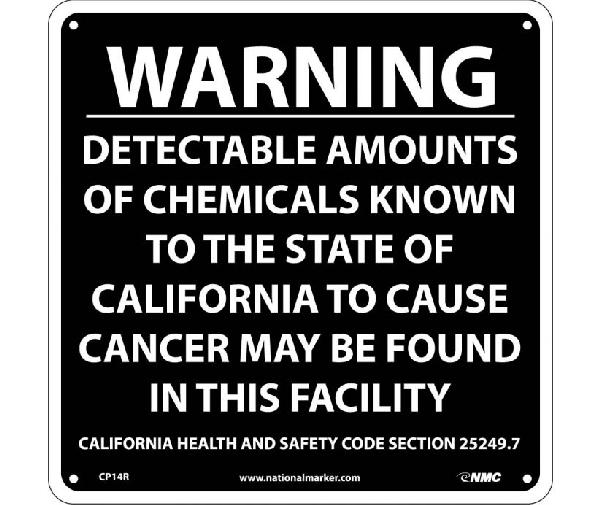 WARNING DETECTABLE AMOUNTS OF CHECMICALS CALIFORNIA  PROPOSITION 68