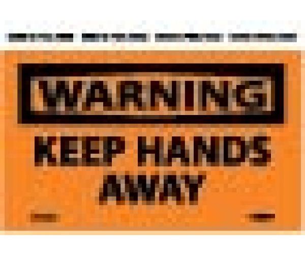WARNING KEEP HANDS AWAY LABEL