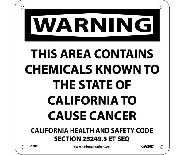 WARNING THIS AREA CONTAINS CHEMICALS CALIFORNIA  PROPOSITION 76