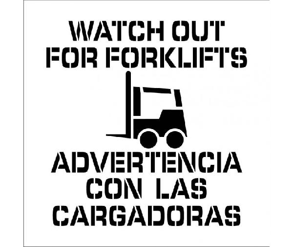 WATCH OUT FOR FORKLIFTS BILINGUAL PLANT MARKING STENCIL