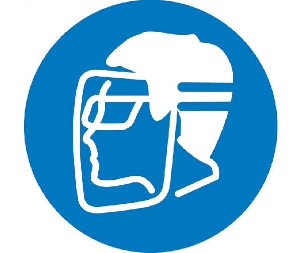 WEAR FACESHIELD AND EYE PROTECTION ISO LABEL