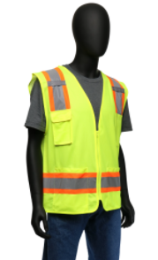 West Chester 2X-Large 100% Polyester Lime Class 2 Surveyor Vest With Two-Tone Tape, Zipper Front