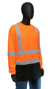 West Chester 2X-Large Orange/Black Bottom Class 3 Color Block Long Sleeve Shirt